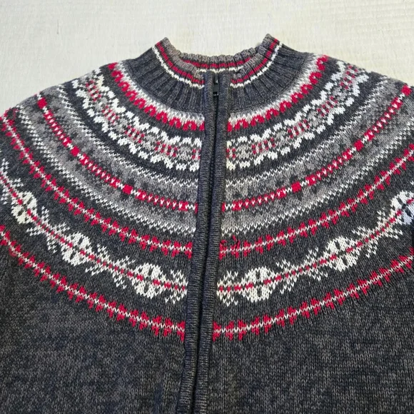 Women's Tiara International Charcoal Gray & Red Christmas Cardigan L - Picture 11 of 12